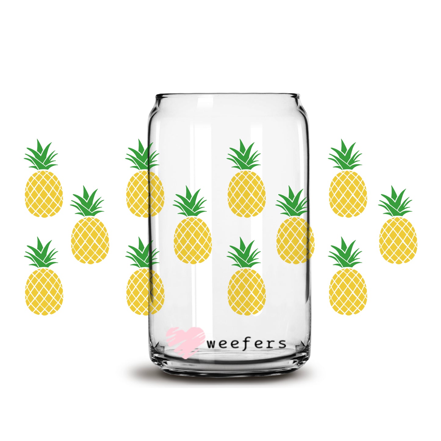 Pineapple Delight 16oz Libbey Glass Can UV DTF or Sublimation Wrap - Decal - Weefers