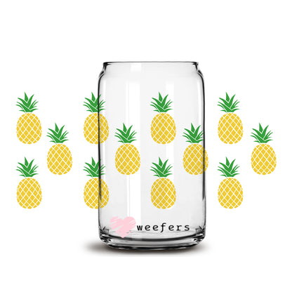 Pineapple Delight 16oz Libbey Glass Can UV DTF or Sublimation Wrap - Decal - Weefers