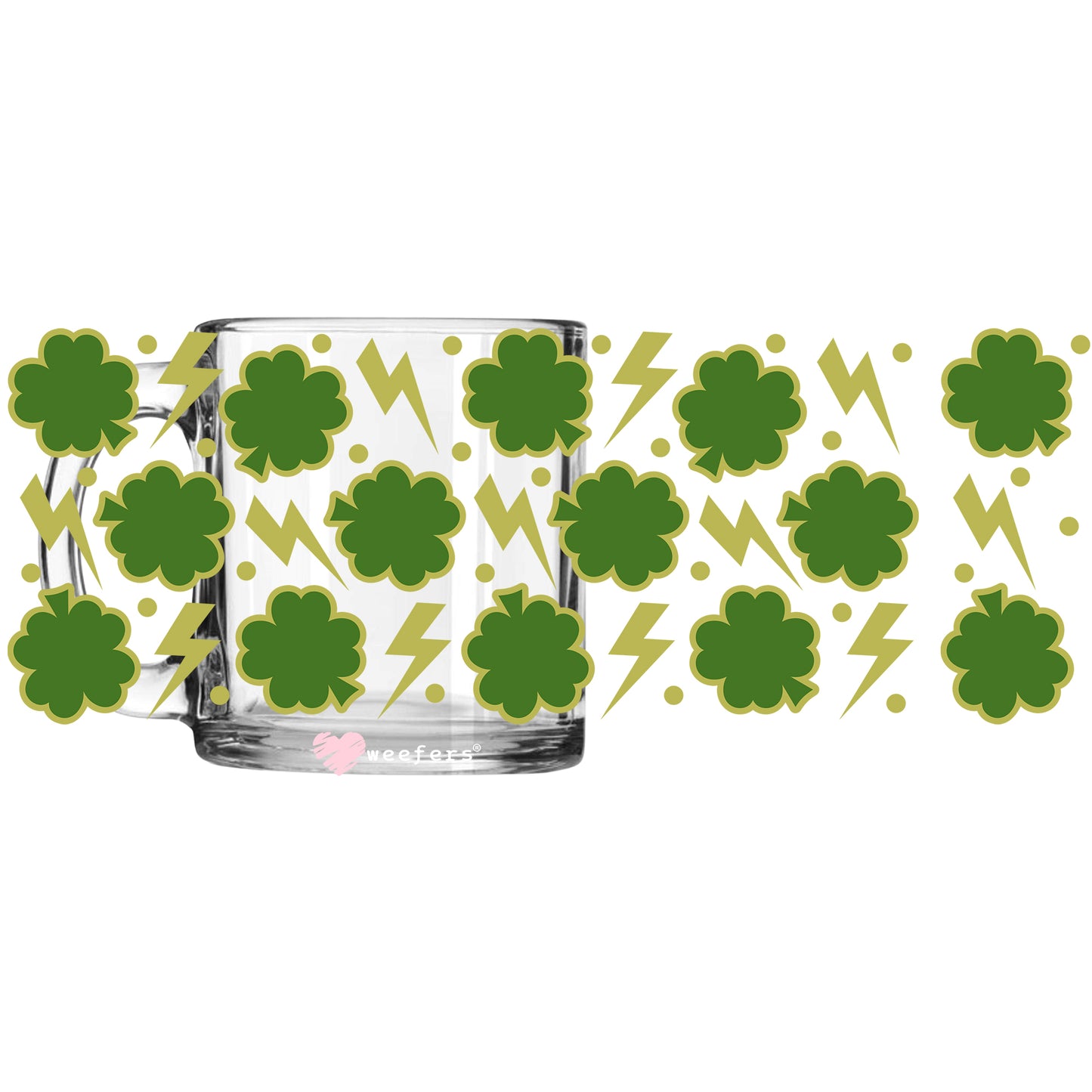 Shamrock Bolts St Patrick's Day 11oz Coffee Mug UV DTF or Sublimation Wrap - Decal - Weefers