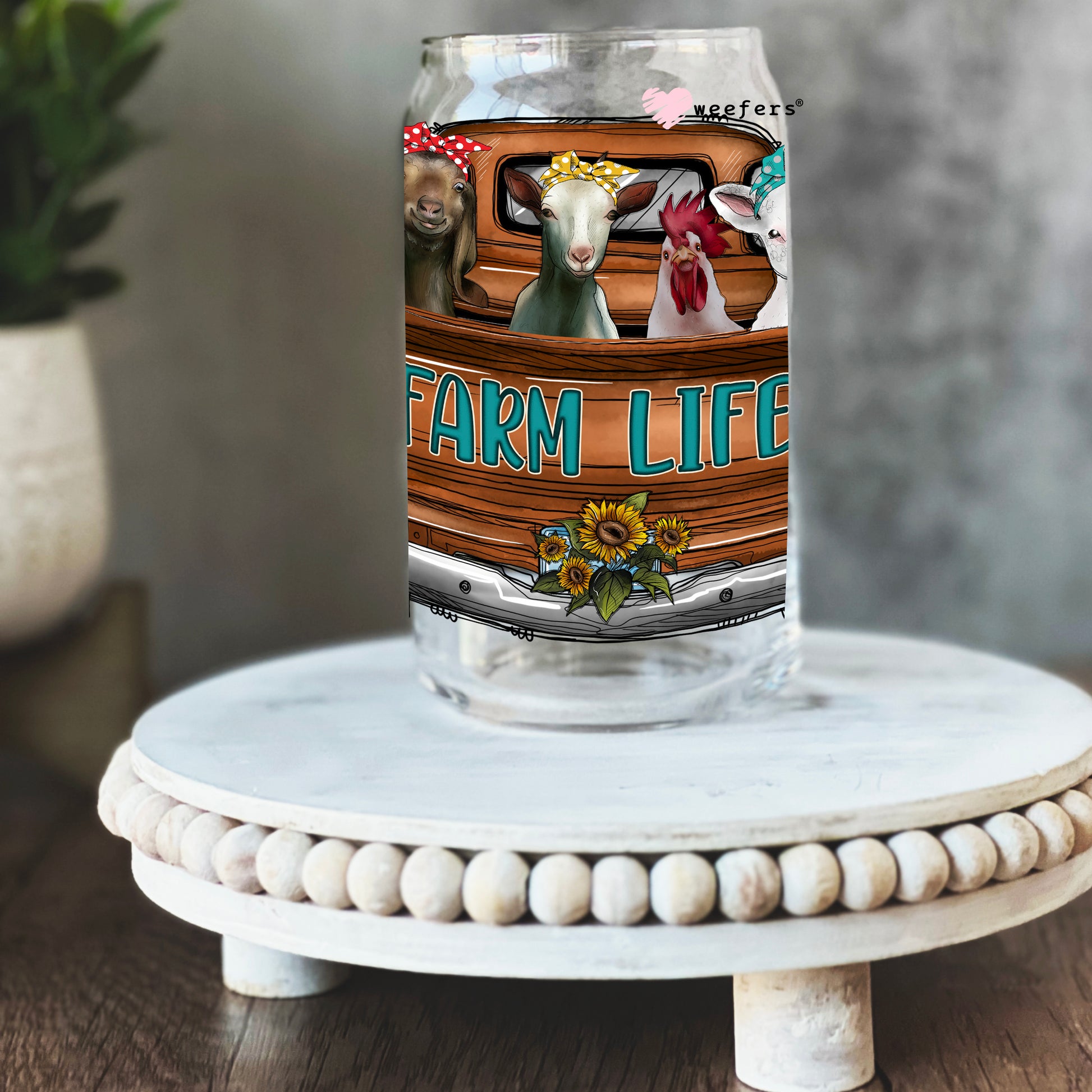 Farm Life 16oz Libbey Glass Can UV DTF or Sublimation Wrap - Decal - Weefers