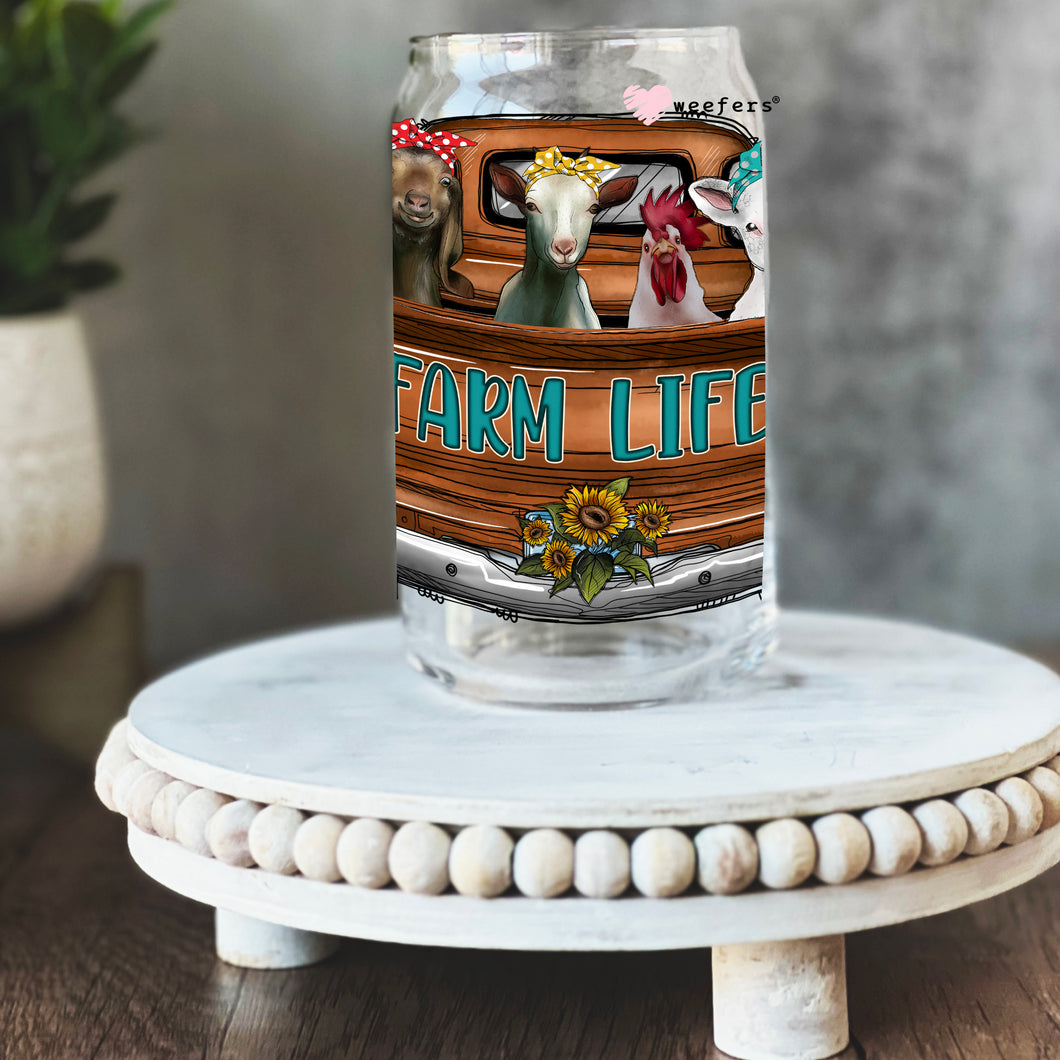 Farm Life 16oz Libbey Glass Can UV-DTF or Sublimation Wrap - Decal
