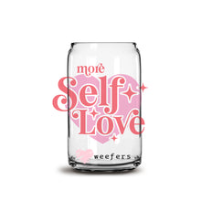 Load image into Gallery viewer, a glass jar with the words more self love on it
