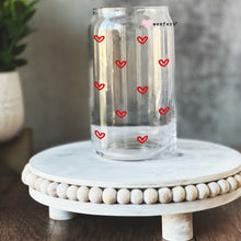 Load image into Gallery viewer, a glass jar with hearts drawn on it
