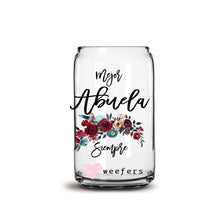 Load image into Gallery viewer, Spanish Mejor Abuela Siempre Burgundy Floral 16oz Libbey Glass Can UV-DTF or Sublimation Wrap - Decal
