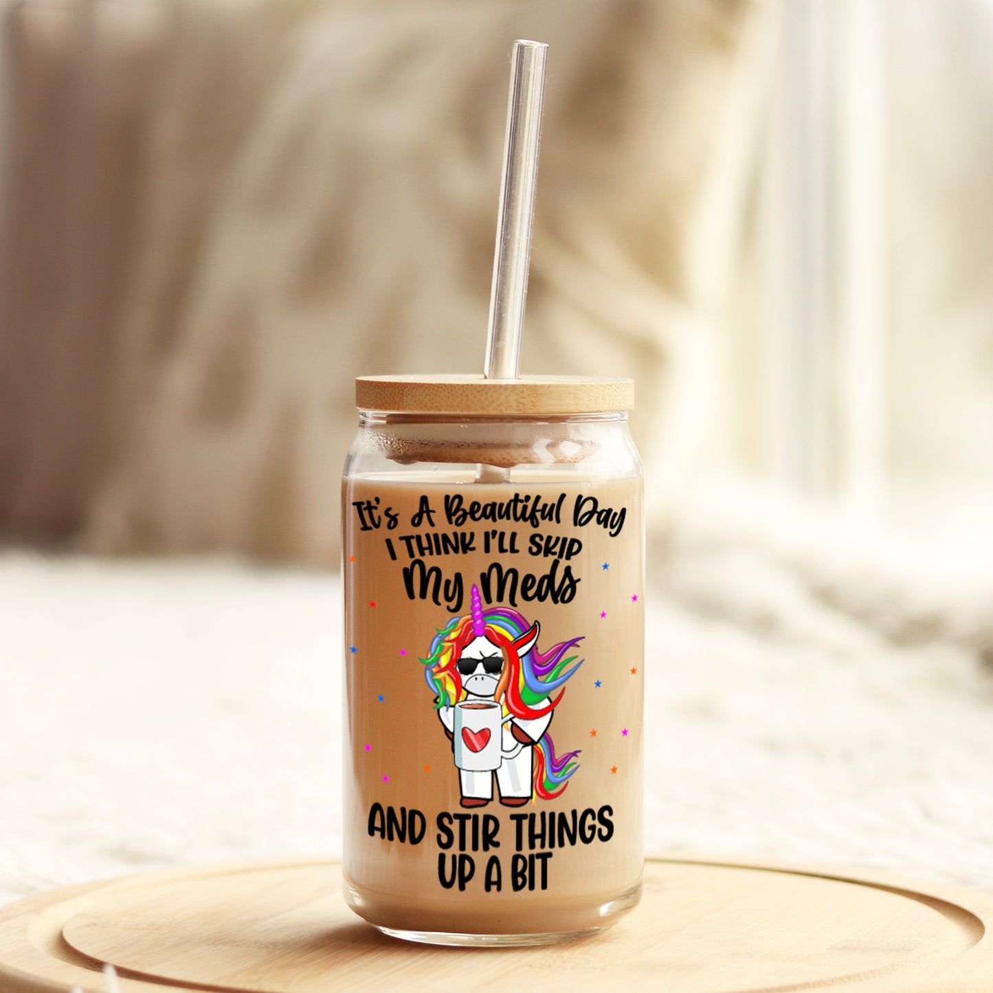 Funny its a Beautiful Day 16oz Libbey Glass Can UV DTF or Sublimation Wrap - Decal - Weefers