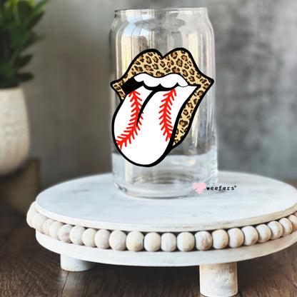 Leopard Lip Baseball Libbey Glass Can Wrap UV DTF Sublimation Transfers - Weefers