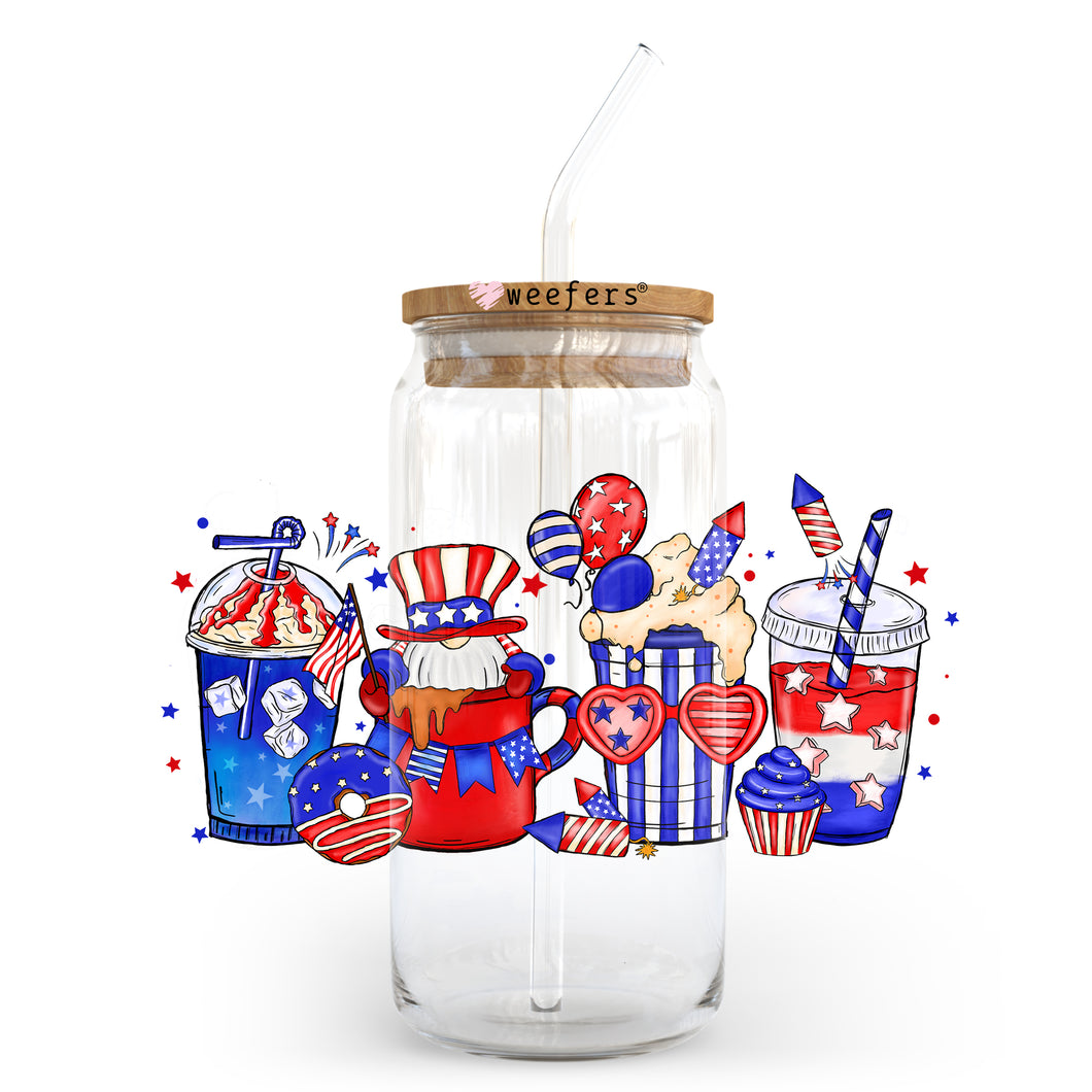 4th of July Coffee Latte 20oz Libbey Glass Can, 34oz Hip Sip, 40oz Tumbler UVDTF or Sublimation Decal Transfer