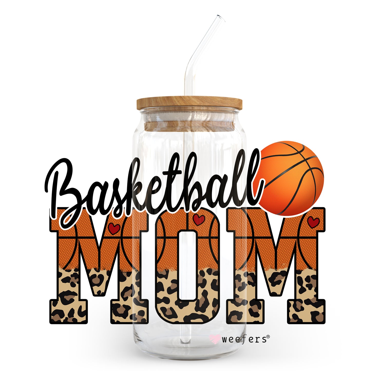 Basketball Mom 20oz Libbey Glass Can, 34oz Hip Sip, 40oz Tumbler UV DTF or Sublimation Decal Transfer - Weefers