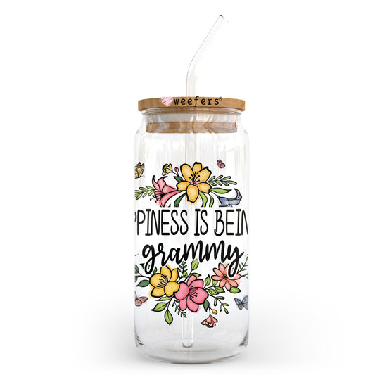 Happiness is being a Grammy 20oz Libbey Glass Can UV DTF or Sublimation Wrap - Decal - Weefers