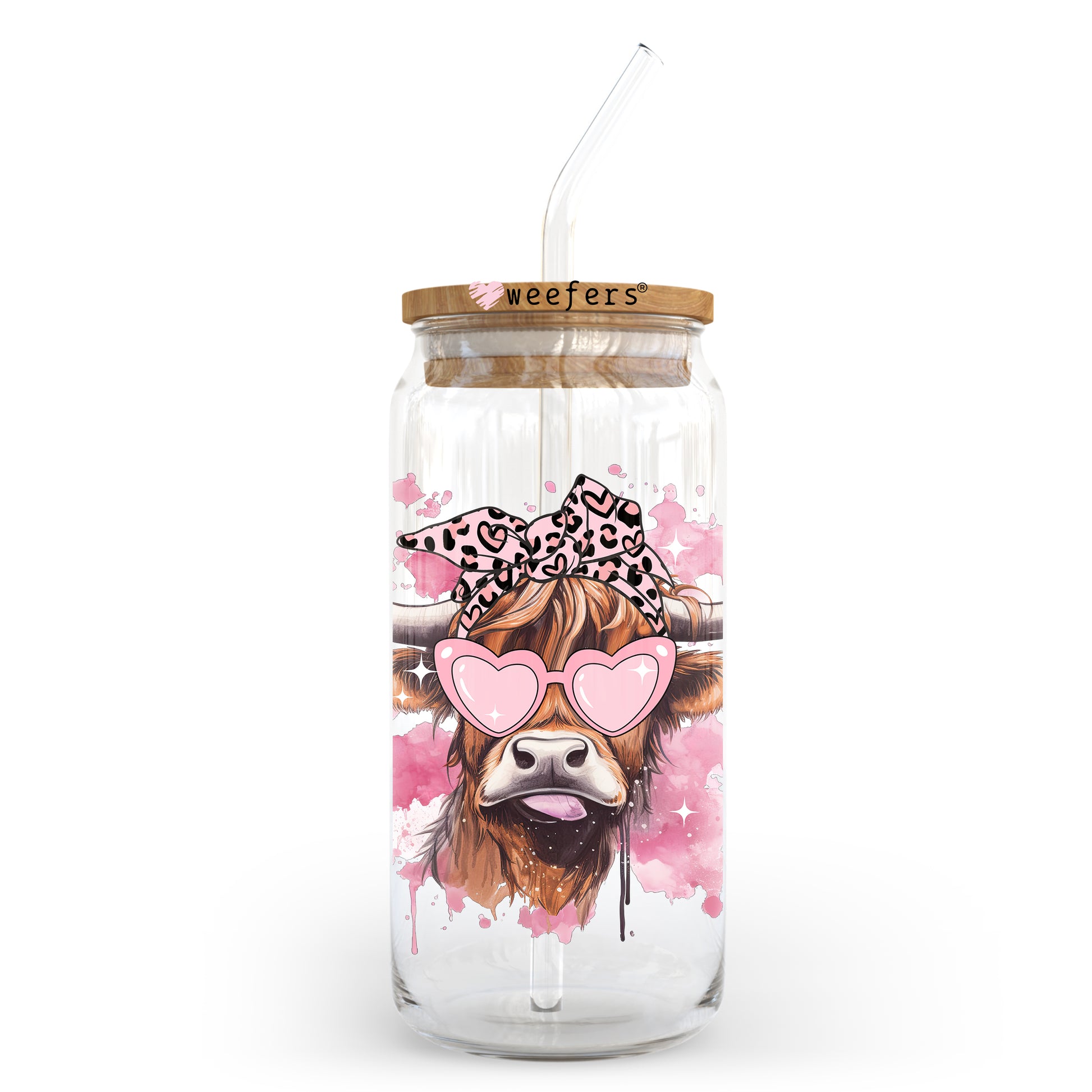 Bougee Highlander Cow Valentine's Day 20oz Libbey Glass Can UV DTF or Sublimation Wrap - Decal - Weefers