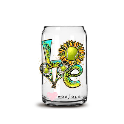 Love Tennis 16oz Libbey Glass Can UV DTF or Sublimation Wrap - Decal - Weefers