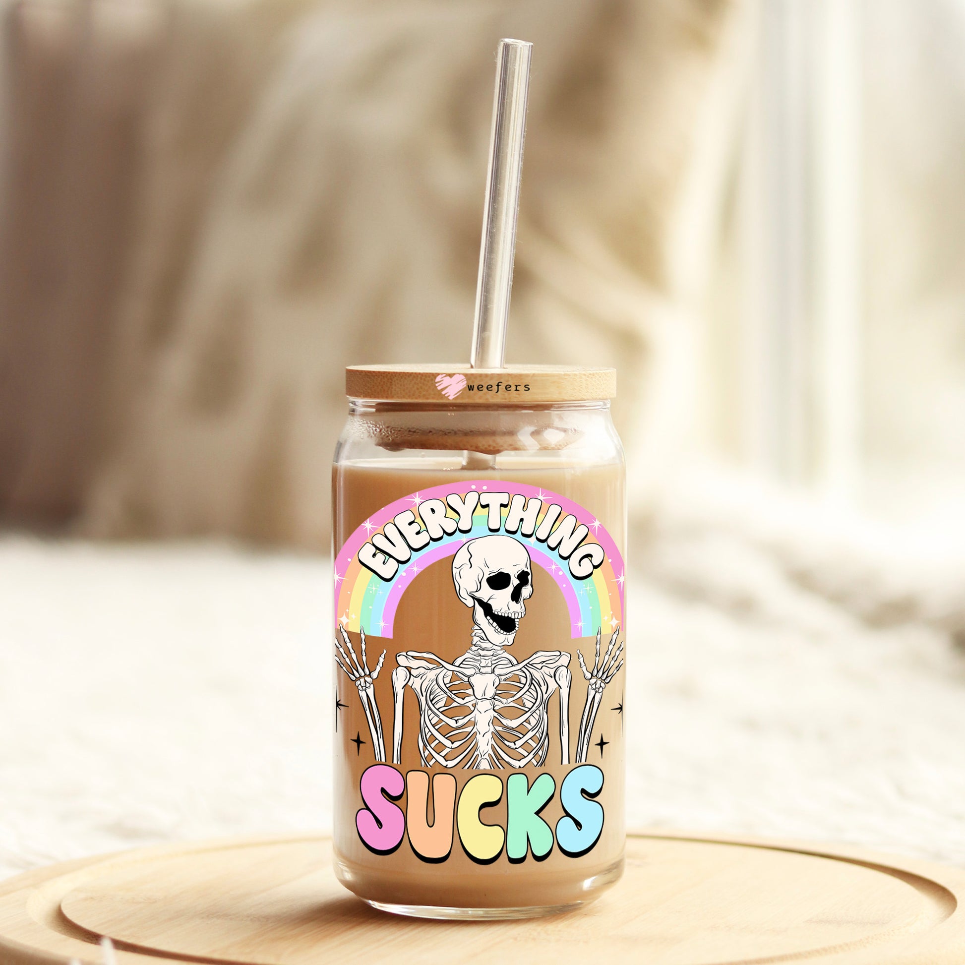 Everything Sucks 16oz Libbey Glass Can UV DTF or Sublimation Cup Wrap - Decal Transfers - Weefers