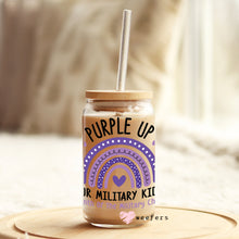 Load image into Gallery viewer, Purple Up for Military Kids 16oz Libbey Glass Can UV-DTF or Sublimation Wrap - Decal

