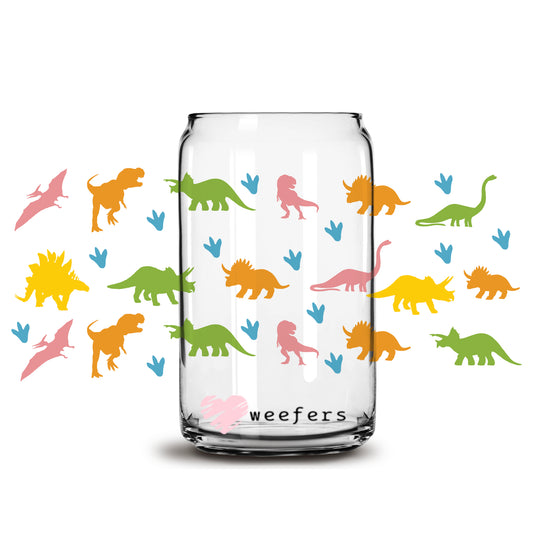 Dinosaurs Libbey Glass Can Wrap UV DTF Sublimation Transfers - Weefers