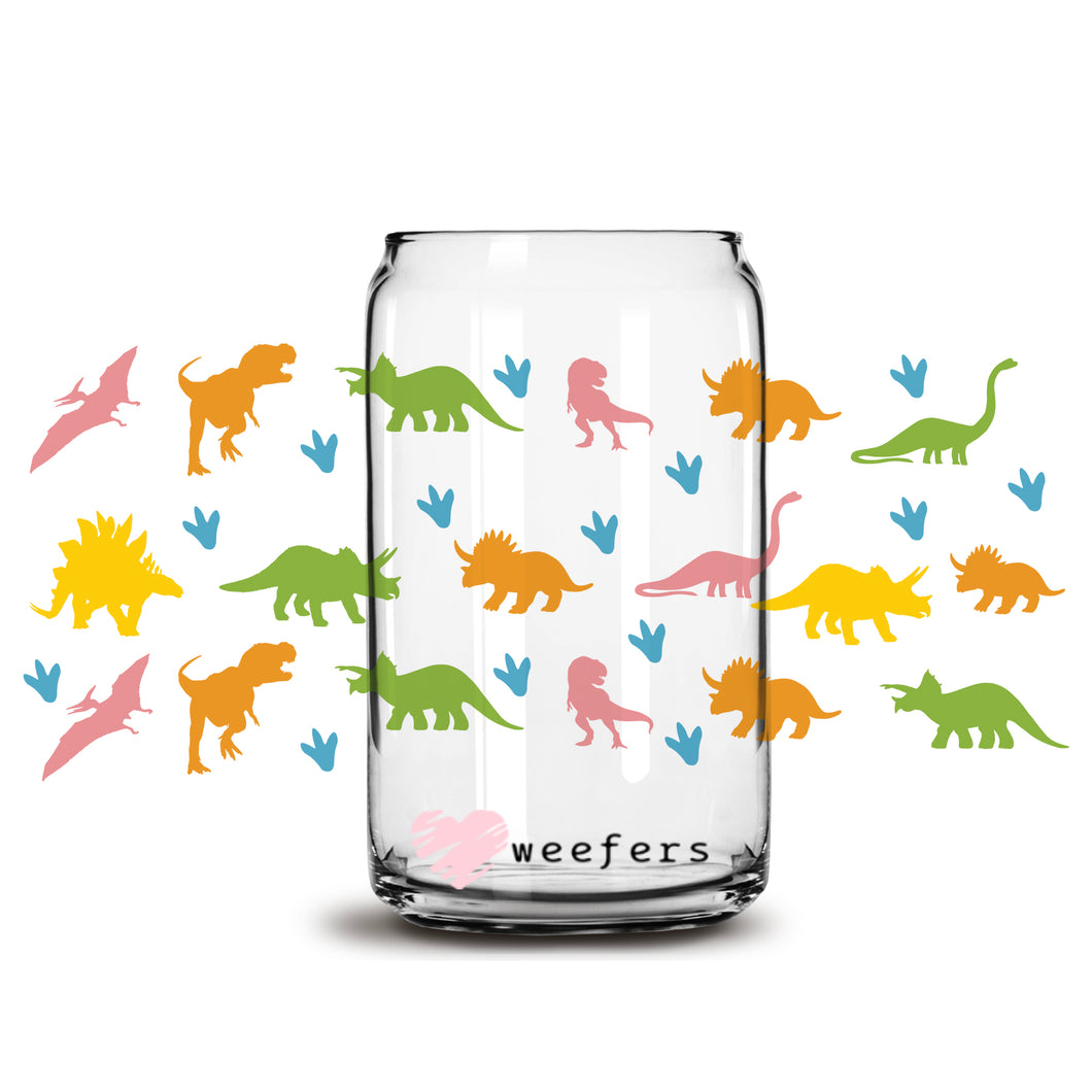 Dinosaurs Libbey Glass Can Wrap UV-DTF Sublimation Transfers