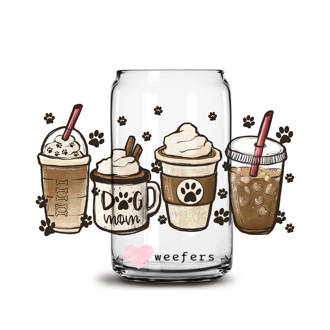 Dog Mom Coffee Lattes Libbey Glass Can UV-DTF or Sublimation Wrap - Decal