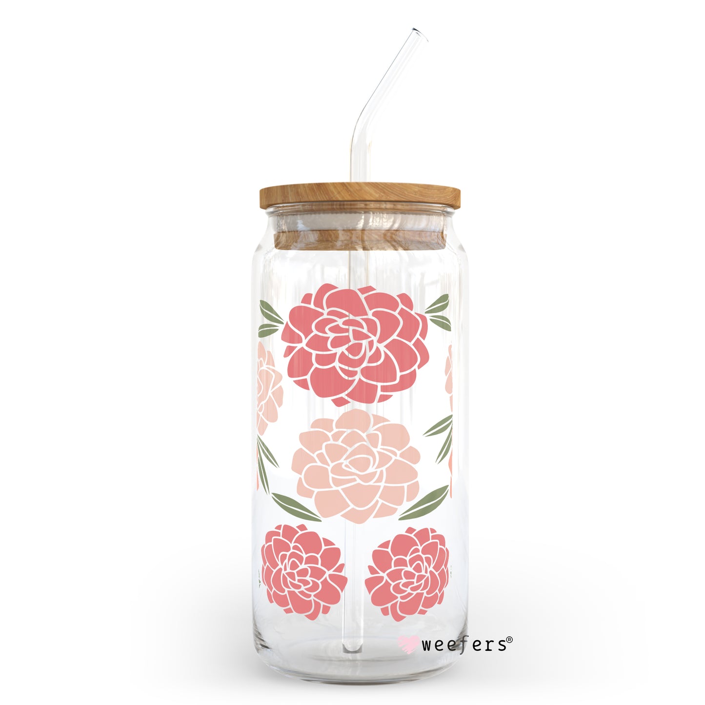 Peonies Floral 20oz Libbey Glass Can, 34oz Hip Sip, 40oz Tumbler UV DTF or Sublimation Decal Transfer - Weefers