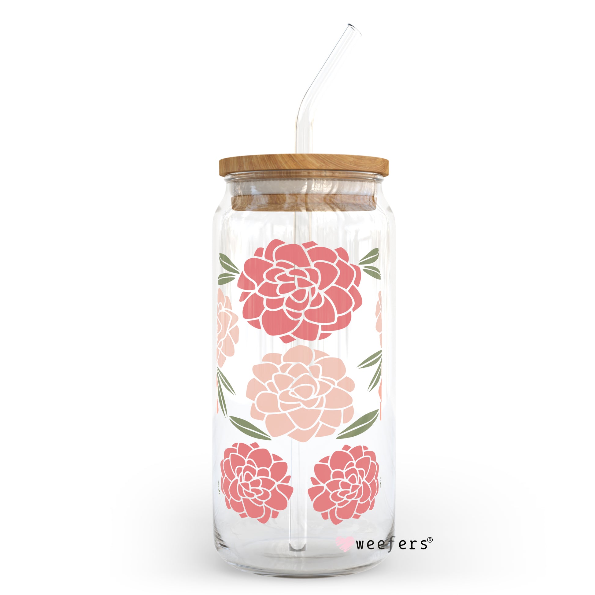 Peonies Floral 20oz Libbey Glass Can, 34oz Hip Sip, 40oz Tumbler UV DTF or Sublimation Decal Transfer - Weefers