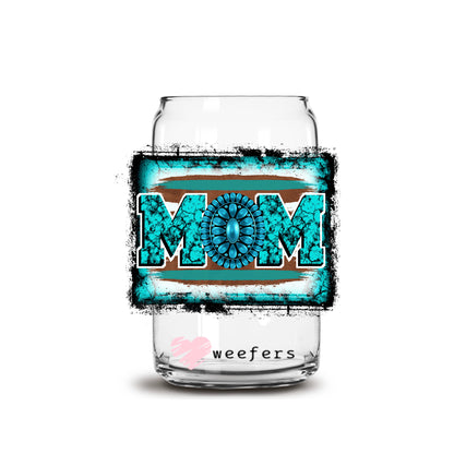 Mom Turquoise 16oz Libbey Glass Can UV DTF or Sublimation Wrap - Decal - Weefers