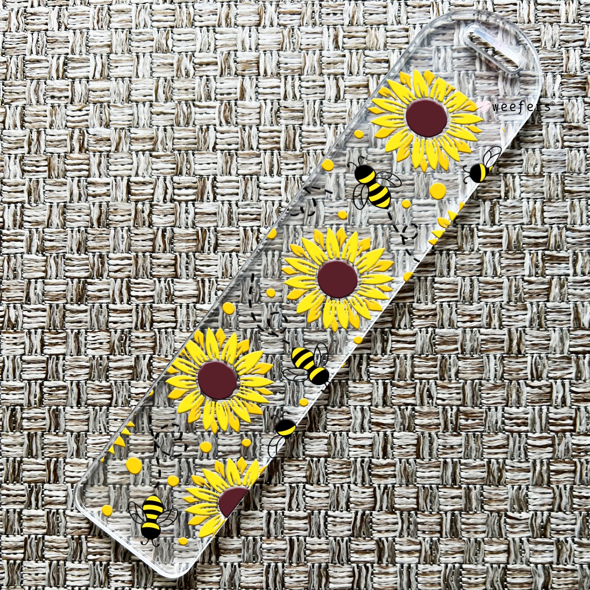 Sunflowers and Bees Bookmark UV DTF Decal - Weefers