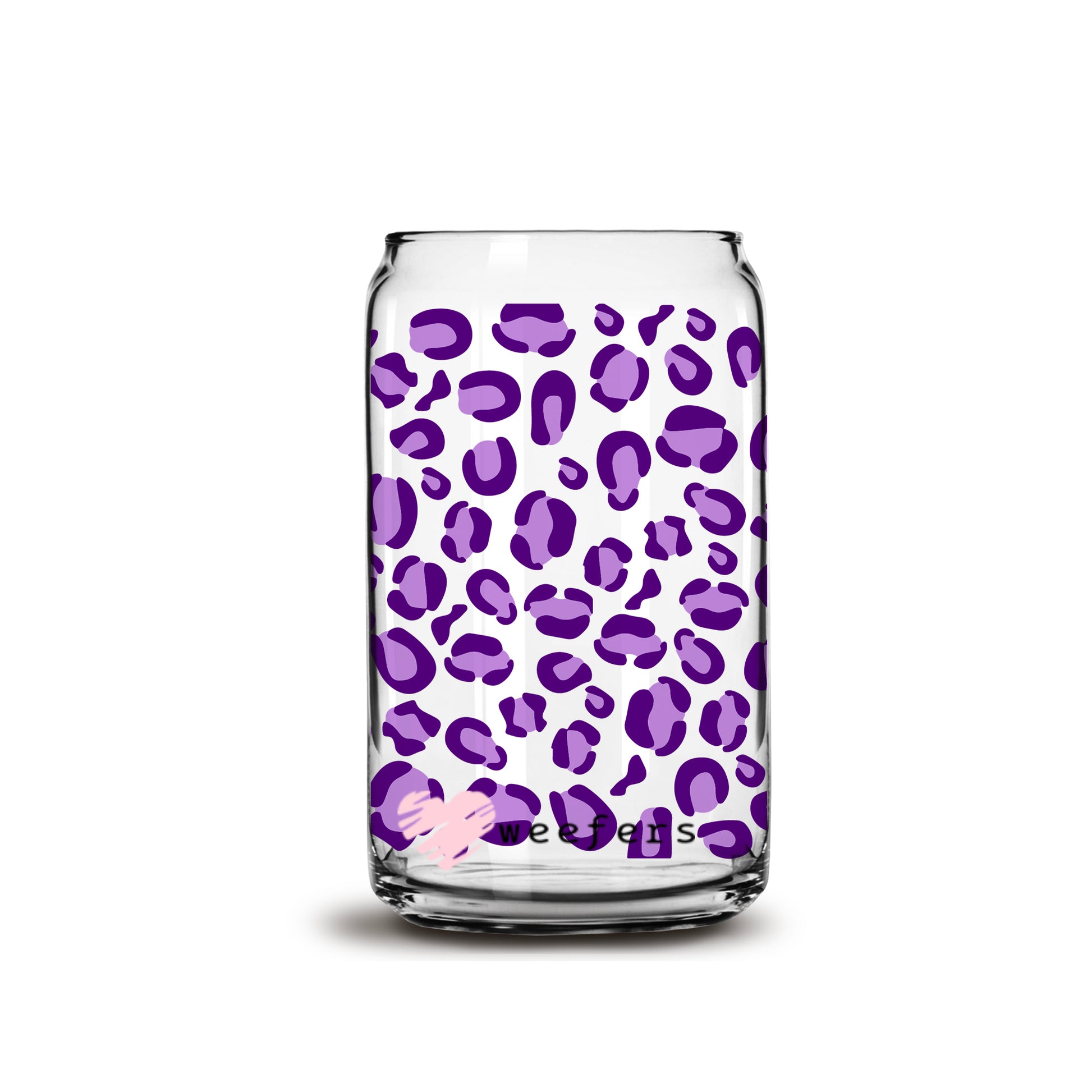 Purple Cheetah Print 16oz Libbey Glass Can UV DTF or Sublimation Wrap Transfer - Weefers