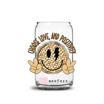 Choose Love and Positivity 16oz Libbey Glass Can UV DTF or Sublimation Cup Wrap - Decal Transfer - Weefers