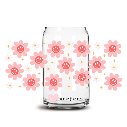 Retro Smile Faces 16oz Libbey Glass Can UV DTF or Sublimation Cup Wrap - Decal Transfer - Weefers