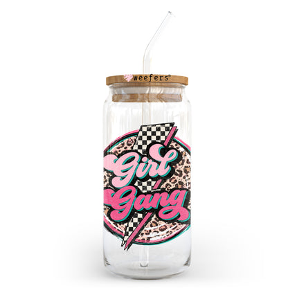 Girl Gang Cheetah Checker 20oz Libbey Glass Can UV DTF or Sublimation Wrap - Decal Transfer - Weefers