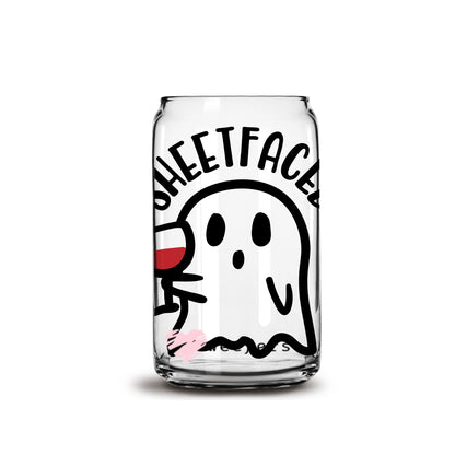 Sheetfaced Ghost Halloween 16oz Libbey Glass Can UV DTF or Sublimation Wrap - Decal - Weefers