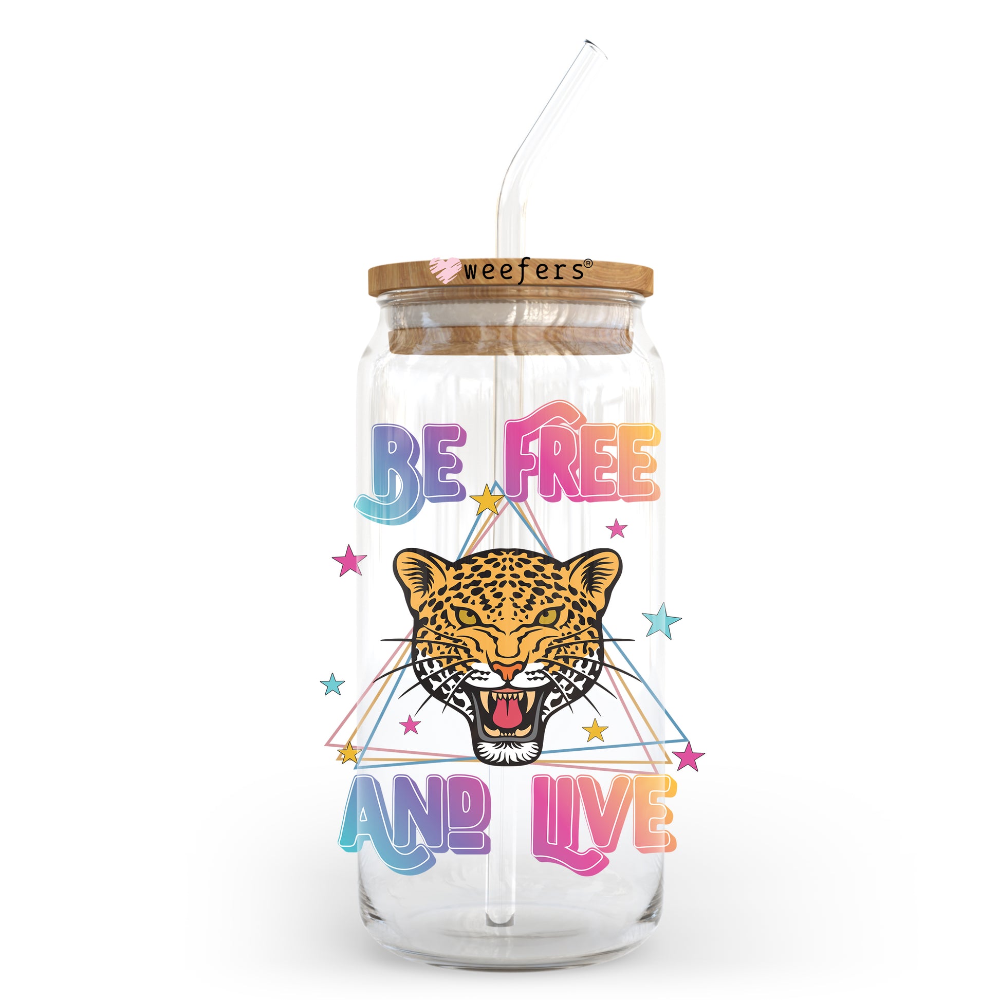 Be Free and Live 20oz Libbey Glass Can UV DTF or Sublimation Wrap - Decal Transfer - Weefers