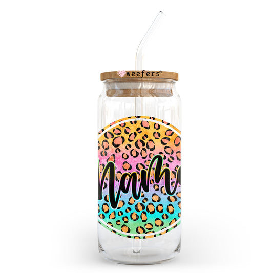 Mama Tri Colored Cheetah 20oz Libbey Glass Can UV DTF or Sublimation Wrap - Decal Transfer - Weefers