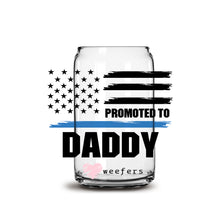 Load image into Gallery viewer, Promoted to Daddy Police Office 16oz Libbey Glass Can UV-DTF or Sublimation Wrap - Decal
