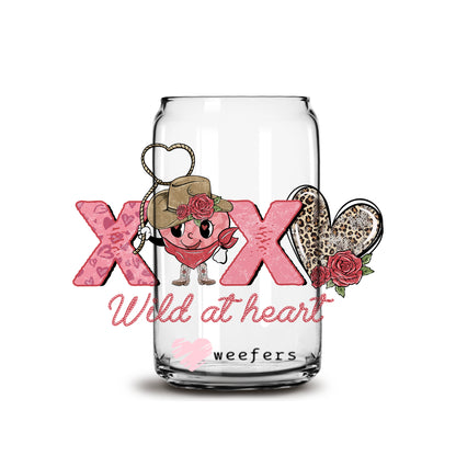 Wild at heart Country Valentine's Day 16oz Libbey Glass Can UV DTF or Sublimation Cup Wrap - Decal Transfer - Weefers