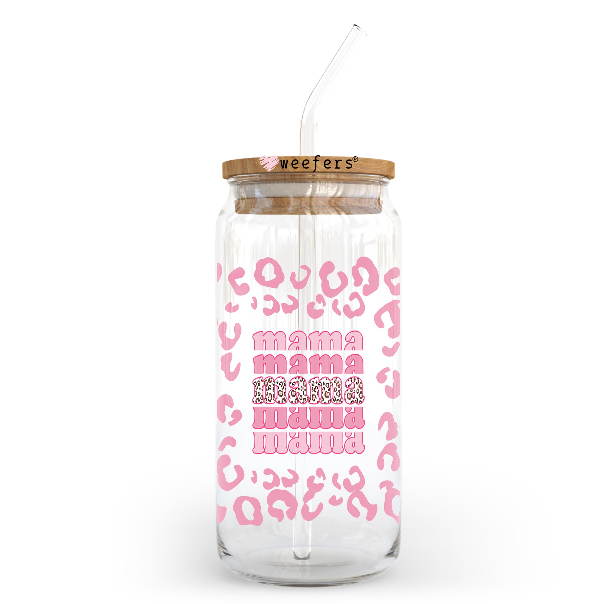 Pink Mama Cheetah 20oz Libbey Glass Can UV DTF or Sublimation Wrap - Decal - Weefers