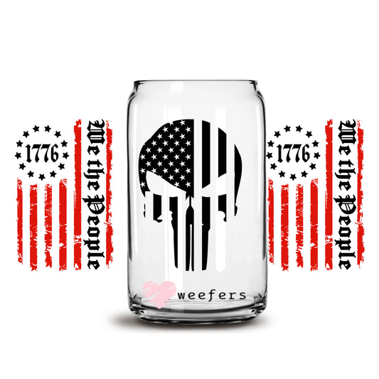 We the People 1776 16oz Libbey Glass Can UV DTF or Sublimation Cup Wrap - Decal Transfer - Weefers