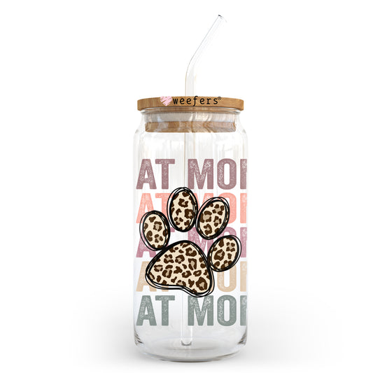 Cat Mom Leopard Paw 20oz Libbey Glass Can UV DTF or Sublimation Wrap - Decal Weefers