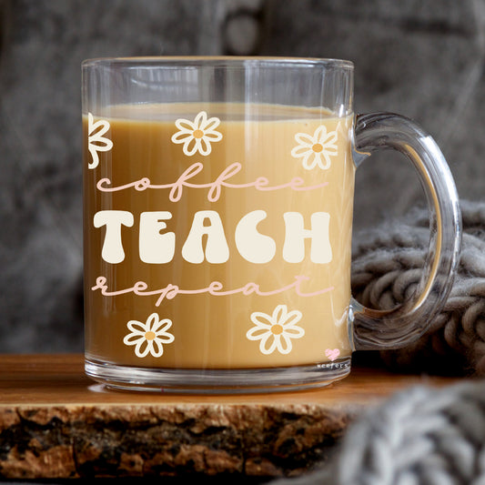 Coffee Teach Repeat 11oz Coffee Mug UV DTF or Sublimation Wrap - Decal Weefers