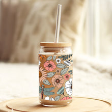 Load image into Gallery viewer, Boho Floral Garden 16oz Libbey Glass Can UV-DTF or Sublimation Wrap - Decal

