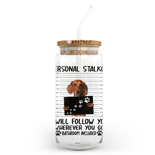Dachshund MugShot 20oz Libbey Glass Can UV DTF or Sublimation Wrap - Decal Weefers