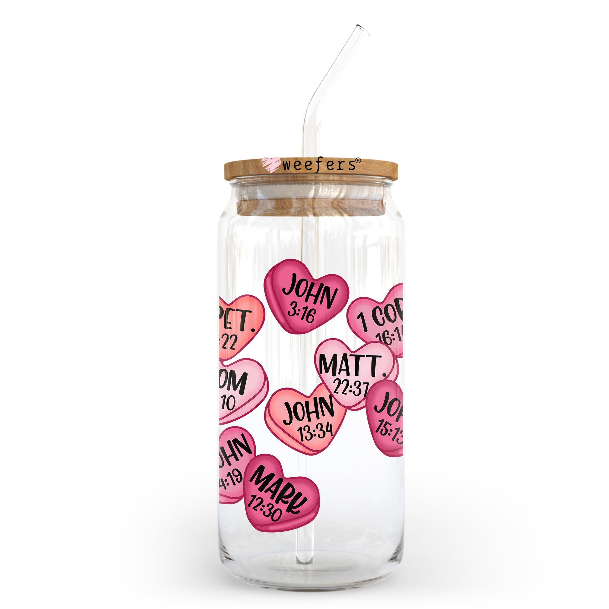 Bible Versus Valentine's Day 20oz Libbey Glass Can UV DTF or Sublimation Wrap - Decal - Weefers