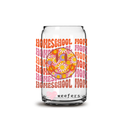 Homeschool Homeschool Mom 16oz Libbey Glass Can UV DTF or Sublimation Wrap - Decal - Weefers