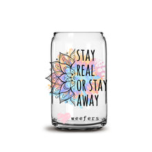 Load image into Gallery viewer, Stay Real or Stay Away 16oz Libbey Glass Can UV-DTF or Sublimation Wrap - Decal
