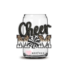 Load image into Gallery viewer, Cheer Mom Black Leopard 16oz Libbey Glass Can UV-DTF or Sublimation Wrap - Decal
