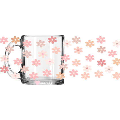 Precious Pinks Retro Small Flowers 11oz Coffee Mug UV DTF or Sublimation Wrap - Decal - Weefers