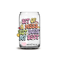Load image into Gallery viewer, A Bit of a Mess But doing my best 16oz Libbey Glass Can UV-DTF or Sublimation Wrap - Decal
