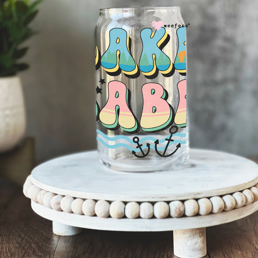 Retro Lake Babe 16oz Libbey Glass Can UV-DTF or Sublimation Wrap - Decal