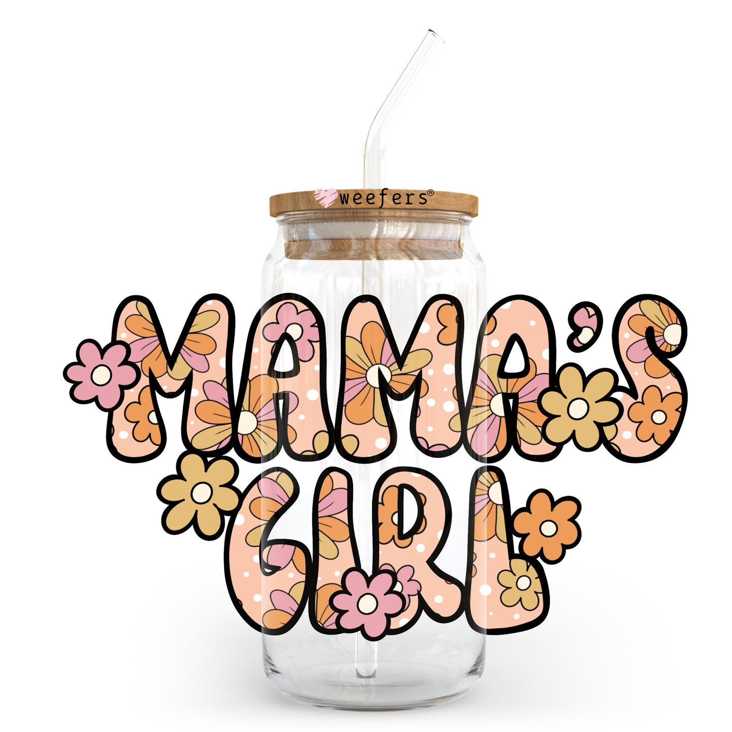 Mama's Girl Floral 20oz Libbey Glass Can UV DTF or Sublimation Wrap - Decal - Weefers