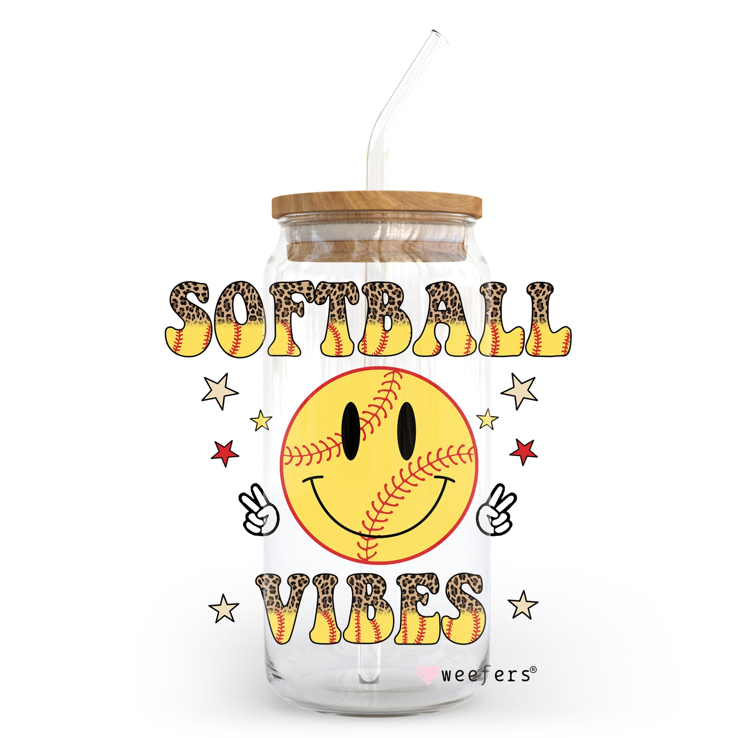 Softball Vibes 20oz Libbey Glass Can, 34oz Hip Sip, 40oz Tumbler UV DTF or Sublimation Decal Transfer - Weefers