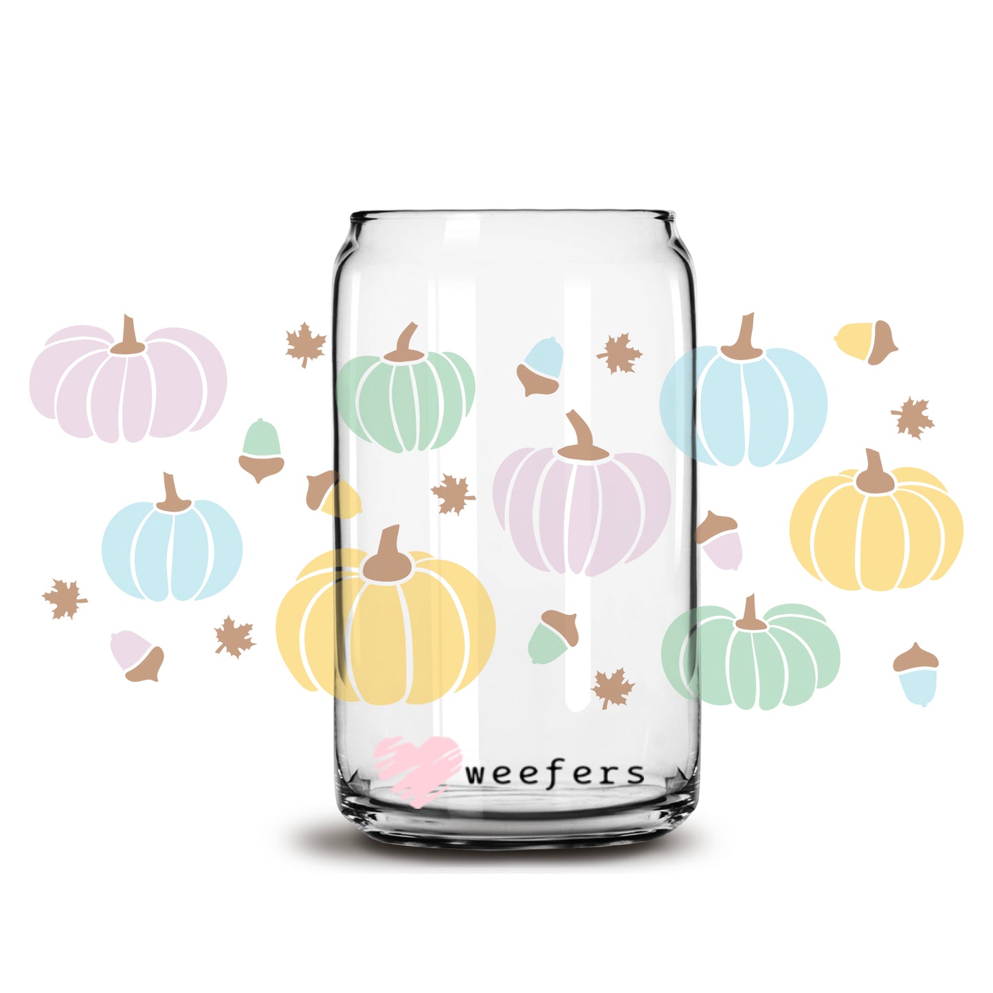 Pastel Pumpkins 16oz Libbey Glass Can UV DTF or Sublimation Wrap - Decal - Weefers