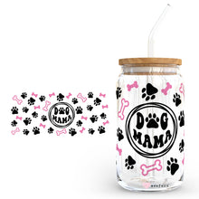 Load image into Gallery viewer, Dog Mama Coffee Cup, Dog Mom Coffee Mug, Iced Coffee Cup, Dog Lover Gift, 16oz Libbey Glass Can, Dog Mom Coffee Lover Cup, Gift for her
